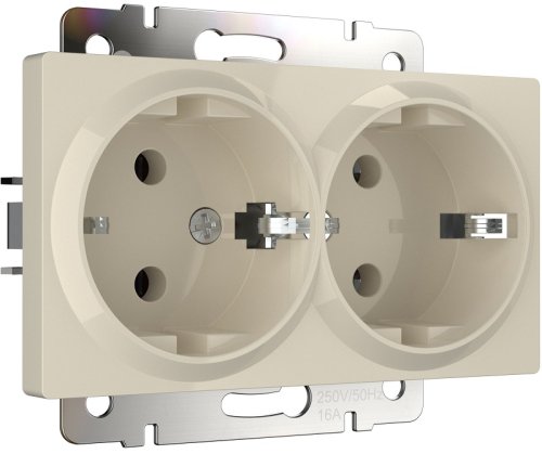 Розетка с заземлением без рамки Werkel 1-м. 2-мод. слоновая кость глянцевый картинка